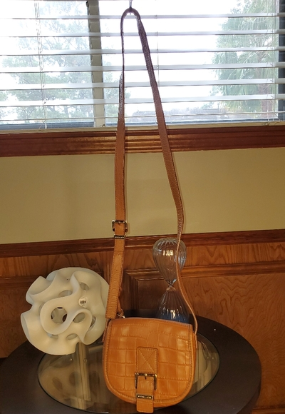 Michael Kors Leather Crocodile Print Saddle Bag - Picture 2 of 16